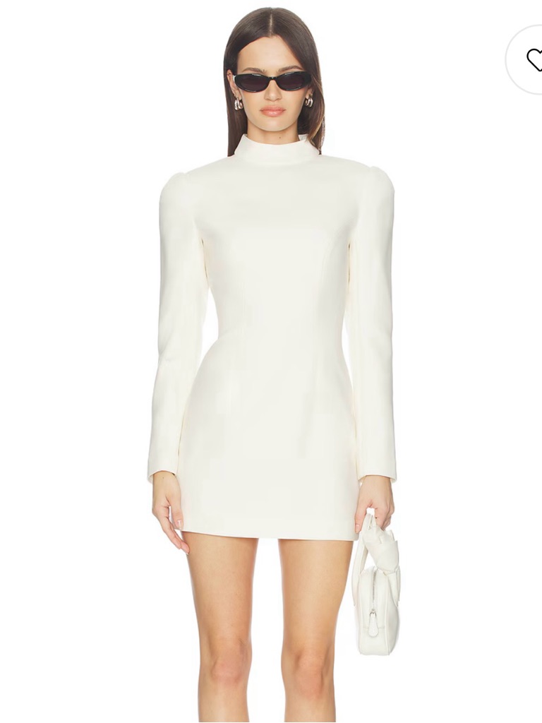 Lovers + Friends Cream High-Neck Long-Sleeve Mini Dress
